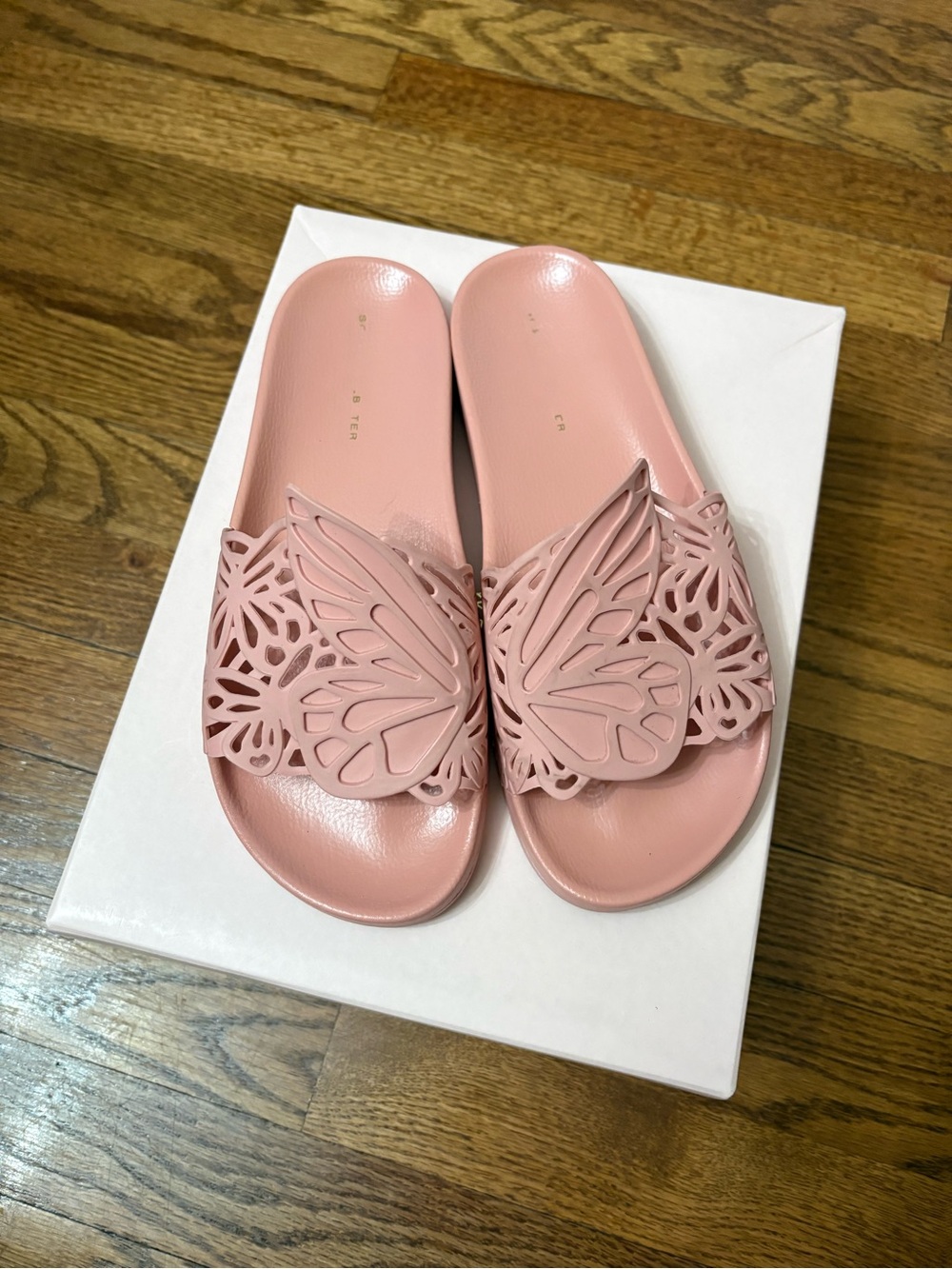 Sophia Webster Pink Butterfly Cutout Slide Sandals